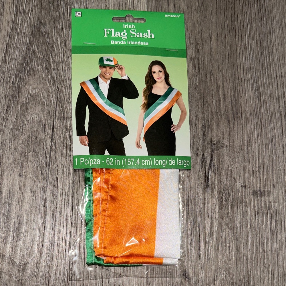 Amscan Tricolor Celebration Sash - Green, White, Orange